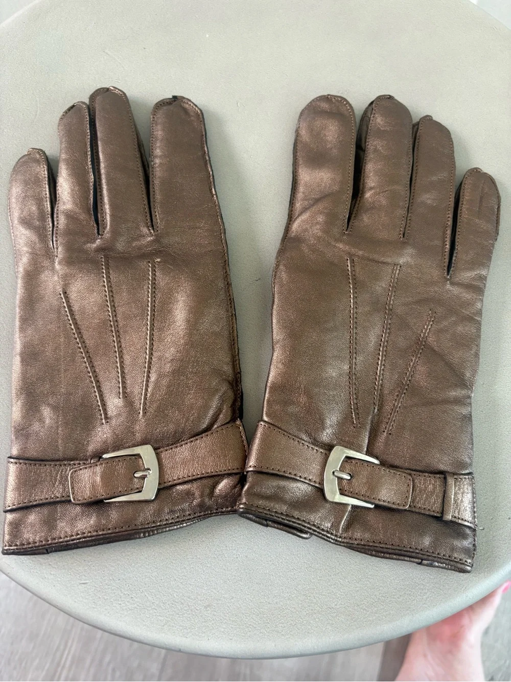 Bronze Leather Gloves | Wool Lined | L-XL | VGC